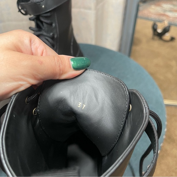 Moncler | BRAND NEW! Black Calfskin Lace Up Combat Boots Size: 37 - Picture 8 of 9